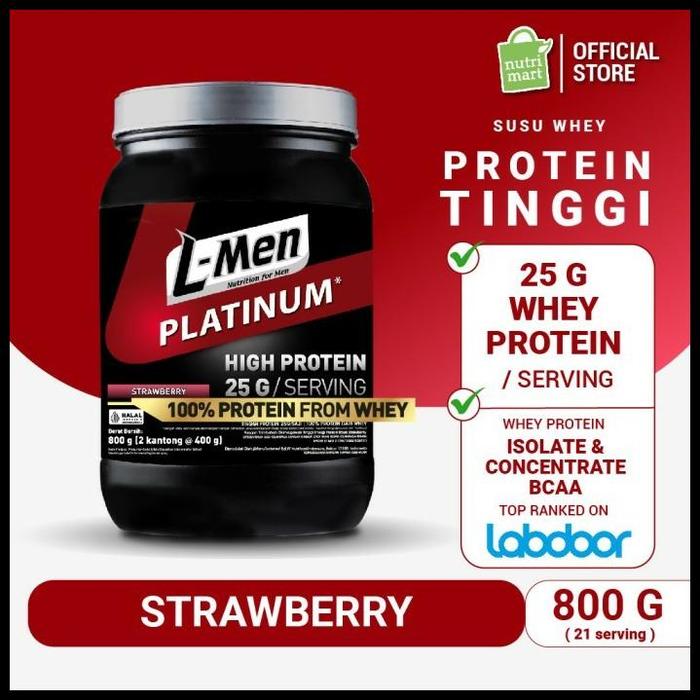 Gambar Suplemen L-Men Platinum Whey Protein With Isolate - Strawberry 800Gr dari harleyshop77 undefined Tokopedia