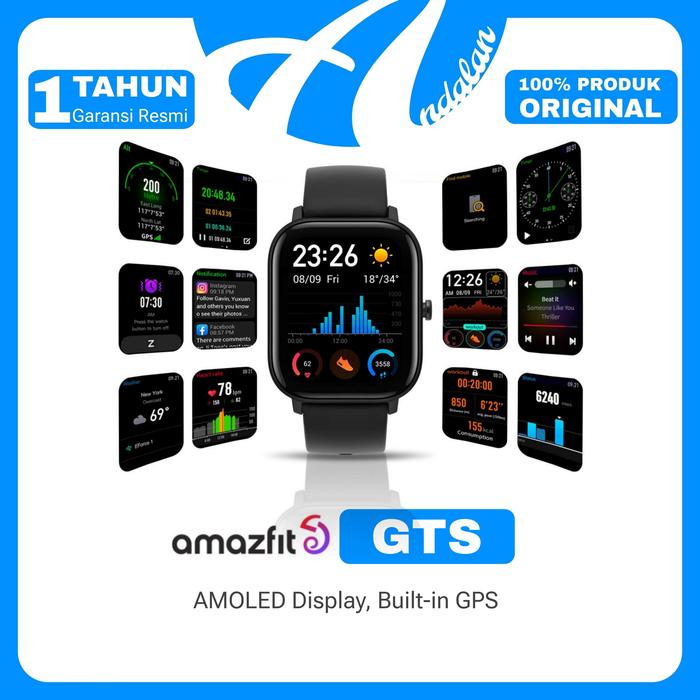 Gambar Amazfit GTS 1.65inch AMOLED Display Digital Sport Smart Watch 5ATM Water Resistant - Hitam dari Andalan Elektronik undefined Tokopedia