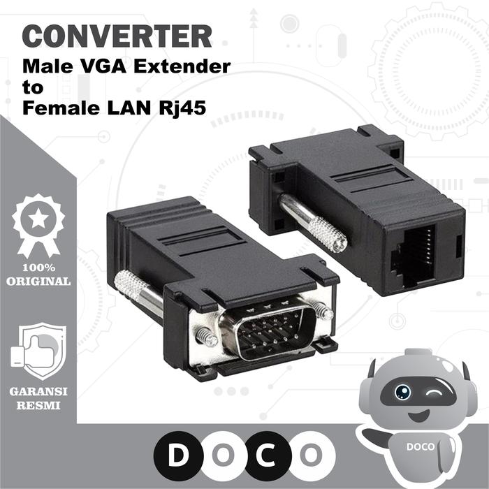 Jual converter Male VGA Extender to Female LAN RJ45 Ethernet