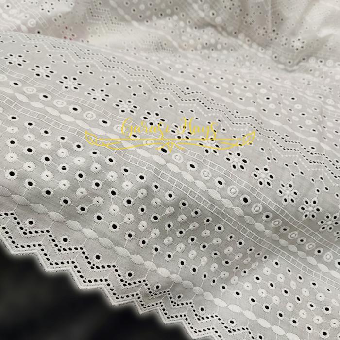 Gambar NEW Kain Katun Bordir Putih BW Broken White Cotton Embroidery 150 cm - Pattern B dari Garasi Hays undefined Tokopedia