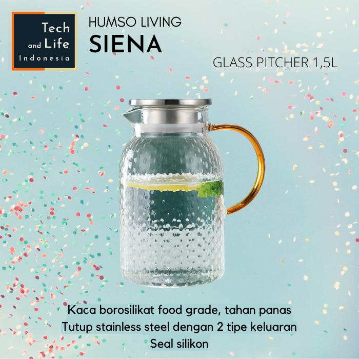 Gambar Teko Air Kaca Tahan Panas HUMSO SIENA Glass Pitcher Jug 1,8L - 1,5L dari Tech and Life Indonesia undefined Tokopedia