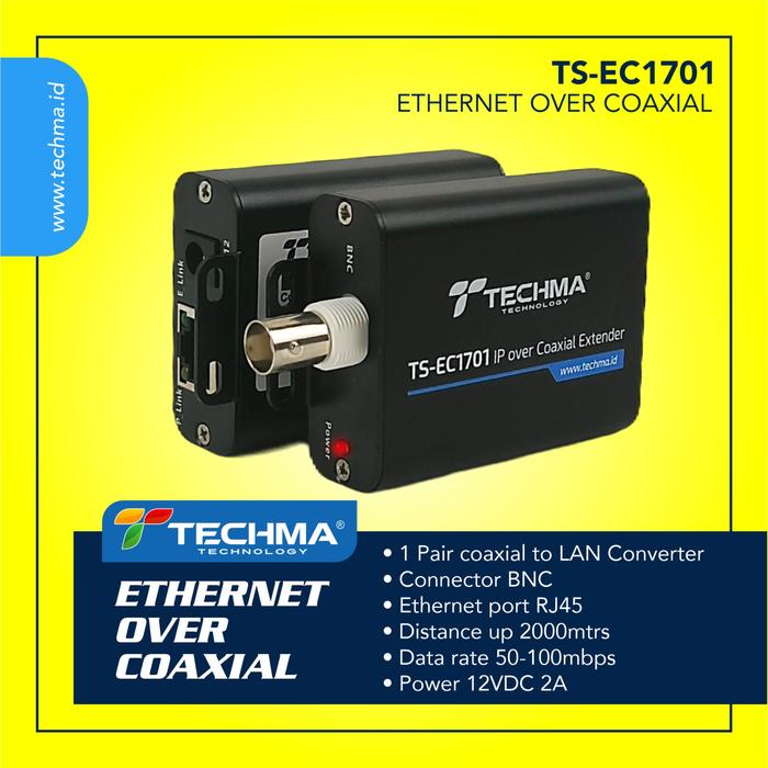 Gambar TECHMA EOC -Converter LAN over Coaxial sepasang - PLUS ADAPTOR dari TECHMA STORE undefined Tokopedia