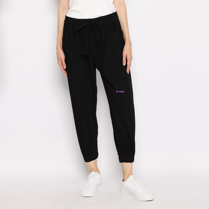 Gambar Jogger High waist Jeans Celana Panjang Wanita pinggang karet Wisteria Blue Hitam Snow - Hitam, M dari nubersupply undefined Tokopedia