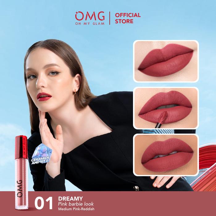 Gambar OMG Oh My Glam Mattelast Lip Cream | Matte Kiss Lipcream Dreamy / Sunset / Shell / Bumble / Scarlett / Latte / Cappuccino / Espresso / Luxe / Spiced / Blossom / Passion / Crushed / Rose / Berry / Ruby / Extra / Strike - 01. Dreamy dari Jaycee Cosmetics undefined Tokopedia
