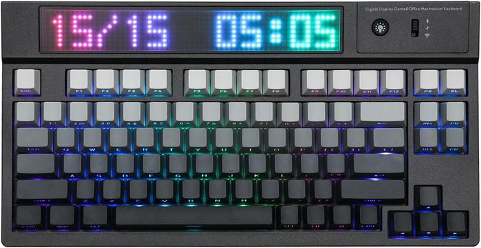Gambar EPOMAKER x DynaTab 75X LED Screen Wireless 2.4GHz Bluetooth Wired Gaming Mechanical Keyboard - Black Grey, Flamingo dari Hello El Official undefined Tokopedia