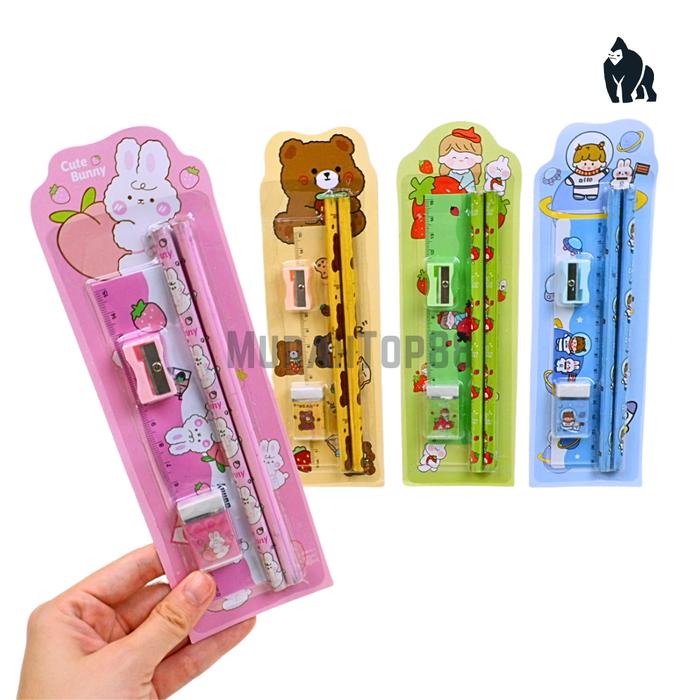 Gambar Paket Alat Tulis Sekolah 5 in 1 / Mini Stationery Set Karakter Lucu dari Murahtop88 undefined Tokopedia