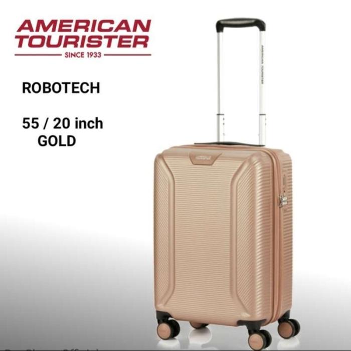 Gambar Koper American Tourister Robotech 55 cm 20 inch Small Carry On Black - Gold dari TOKO HUMAN BERKAH undefined Tokopedia