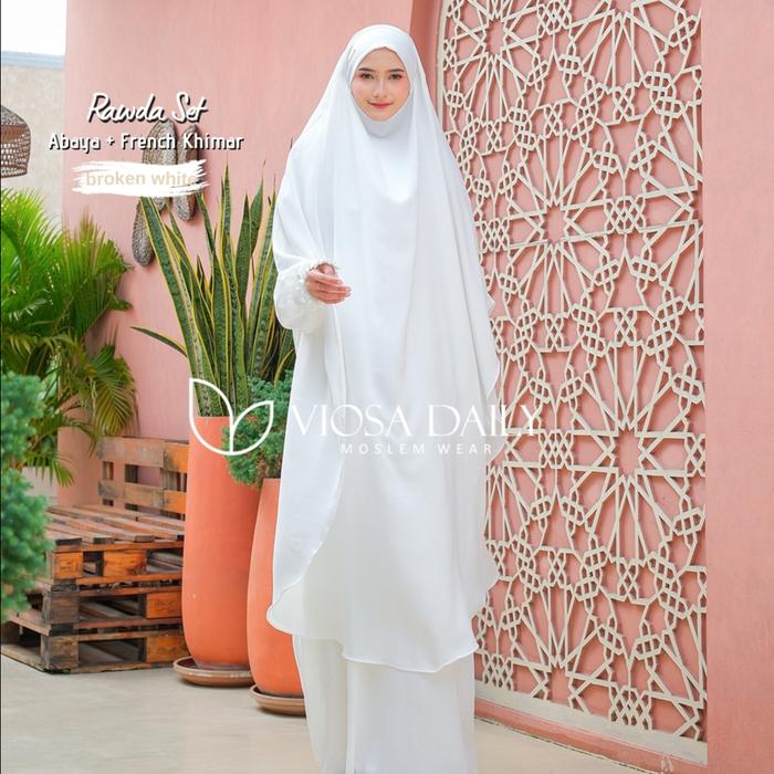 Gambar RAWDA SET Abaya + Long French Khimar Semi Instan - Broken White, Size 1 (PB 137) dari Lim Galeri Official undefined Tokopedia