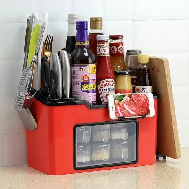 Gambar AVEN Rak Bumbu Dapur Serbaguna Dengan 6Laci FREE Sendok / Multifunctional Kitchen Shelf / Tempat Wadah Penyimpanan Peralatan Masak Multifungsi - Merah dari Aven Indonesia undefined Tokopedia