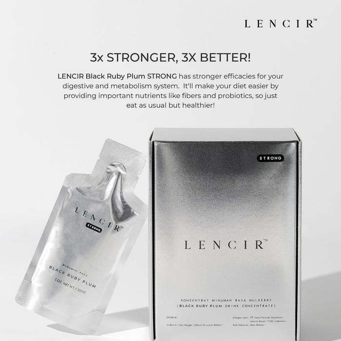 Gambar LENCIR Strong Minuman Probiotik Prebiotik Black Ruby Plum 1 Box isi 10 Sachet Lencir Silver Mulberry Detox Fiber Drink Saset Praktis BPOM HALAL - Strong, 1 Sachet dari SuperFit Store undefined Tokopedia