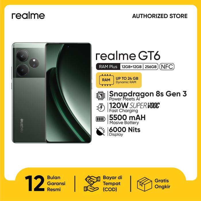 Gambar realme GT 6 12GB+12GB*|256GB - Razor Green dari realmeofficialpartner undefined Tokopedia