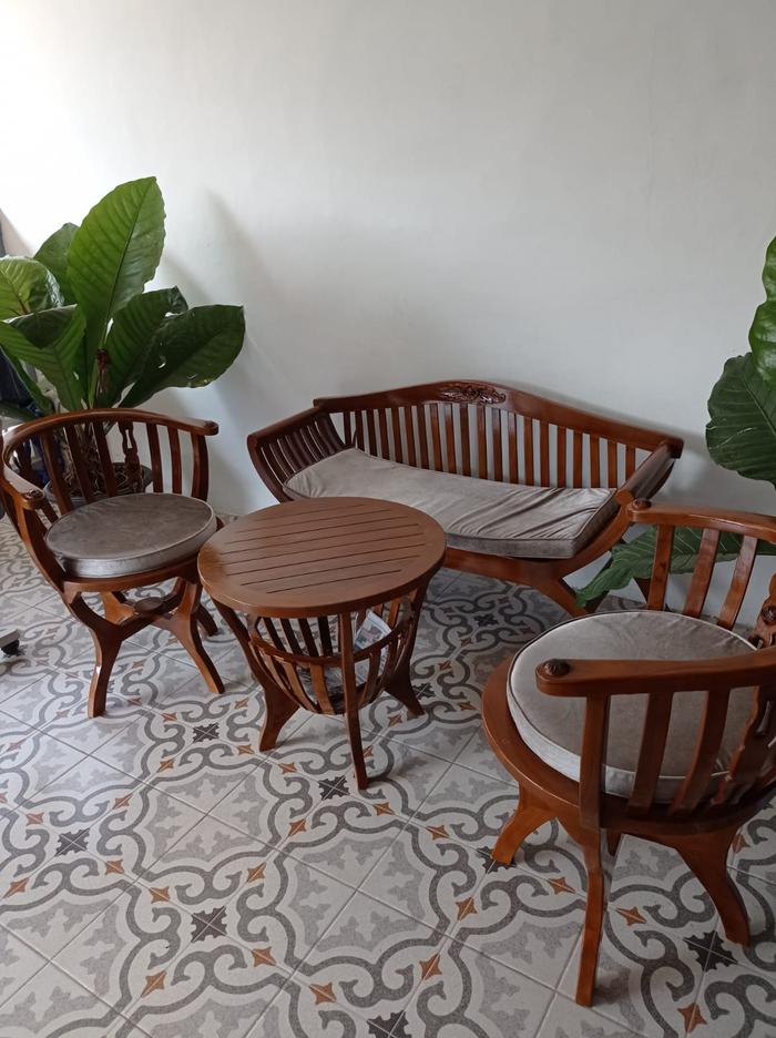 Gambar Set Kursi Teras Minimalis, Bangku Kursi Teras Kayu Jati - DENGAN BUSA dari Jaya furniture Makmur undefined Tokopedia