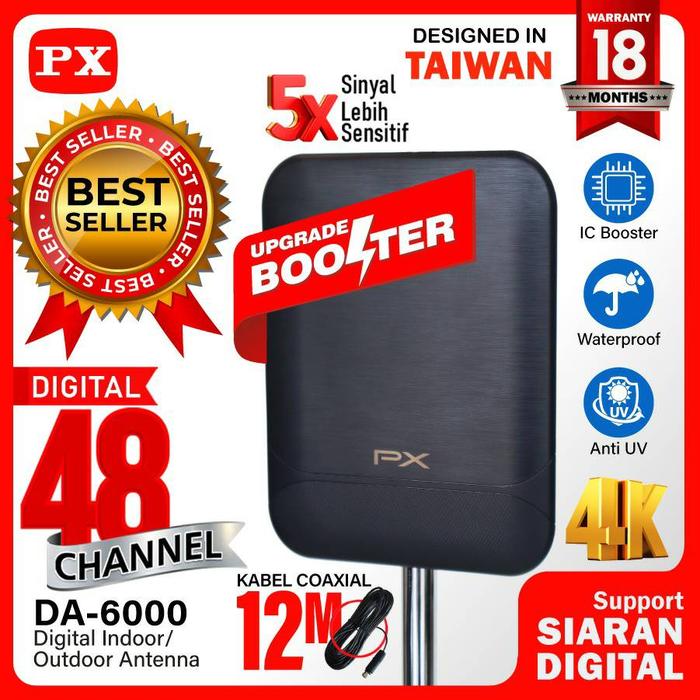 Gambar Antena TV Digital Indoor Outdoor Antenna Booster DVBT2 4K PX DA-6120 - Hitam dari Happy Mart Online undefined Tokopedia
