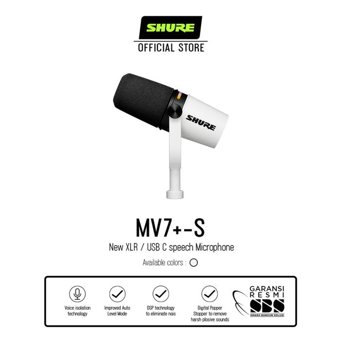 Gambar Shure MV7+ MV7 Plus MV7 XLR / USB Speech Podcast Microphone / MV7 Plus Bundle Kit MV7+-BNDL - White dari Officiall Brands undefined Tokopedia