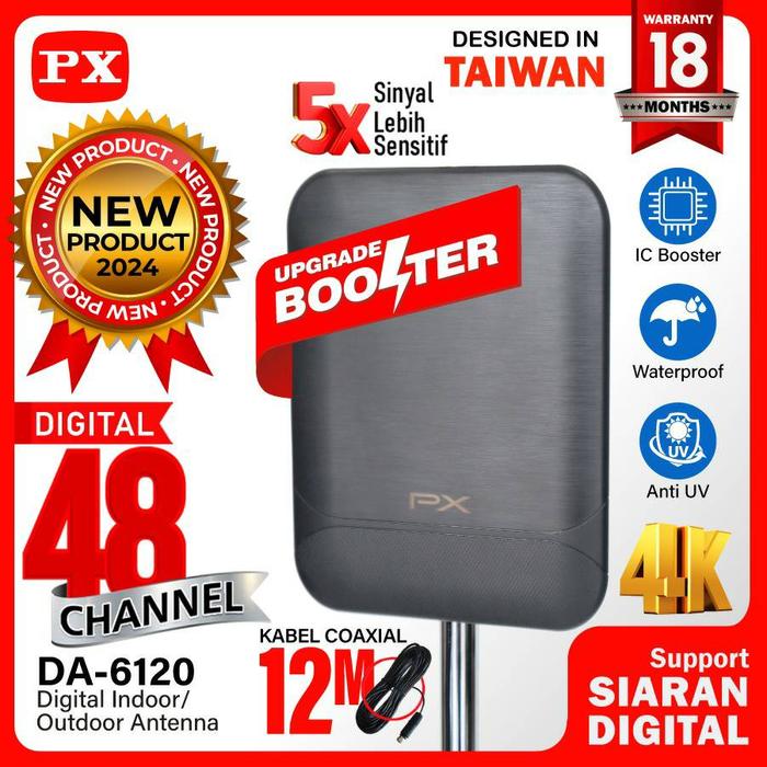 Gambar Antena TV Digital Indoor Outdoor Antenna Booster DVBT2 4K PX DA-6120 - Abu-abu dari Happy Mart Online undefined Tokopedia