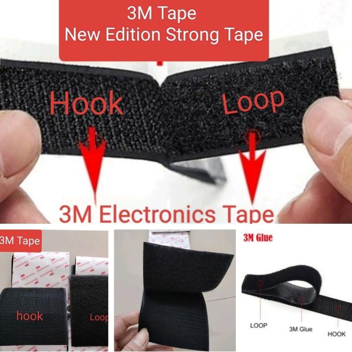 Gambar vellcro perekat tape 3M Electronics hook dan loop lebar 2,5 cm , 4 cm , 5 cm , 7 cm dan 10 cm per meter - Hitam, 2,5 cm x 1meter dari Nan -store undefined Tokopedia