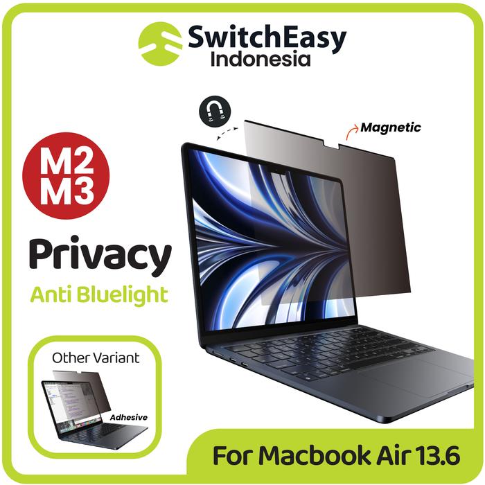 Gambar Anti Gores Spy Privacy Macbook Air 13.6 M4 M3 M2 SwitchEasy EasyProtector Screen Guard - Magnet dari SwitchEasy Official undefined Tokopedia
