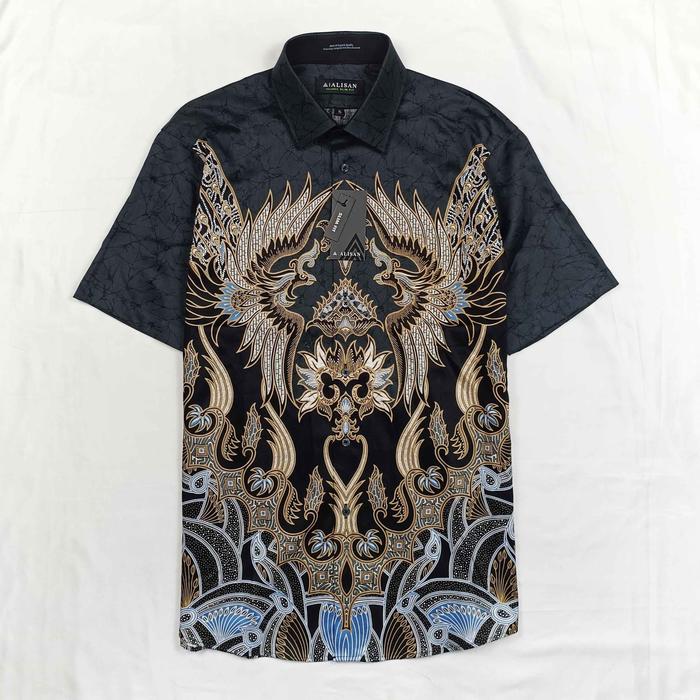 Gambar Kemeja batik pria alisan slim fit lengan pendek motif keraton - Keraton hitam, M dari Pas Mantafff undefined Tokopedia