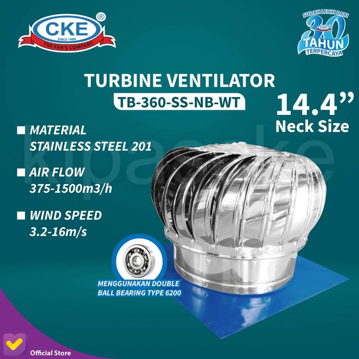 Gambar CKE Turbin Ventilator TG360-SS Ventilasi Atap Rumah Pabrik Resto Udara - TB-WT dari Kipas Online CKE undefined Tokopedia