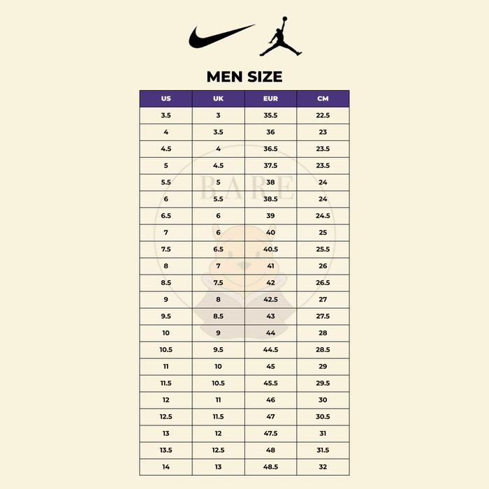 Size Guide Nike Air Jordan High Size Chart Nike Gs Jordan Low Size