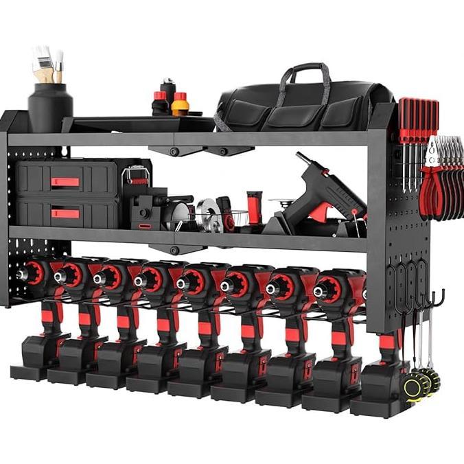 Gambar Diskon Youtemei Power Tool Organizer 8 Drill Holder Mounted3 Layer Heavy Duty Metal Power Tool Storage Rack6 HooksWith Screwdriver HolderPlier Holder dari Logimarket undefined Tokopedia