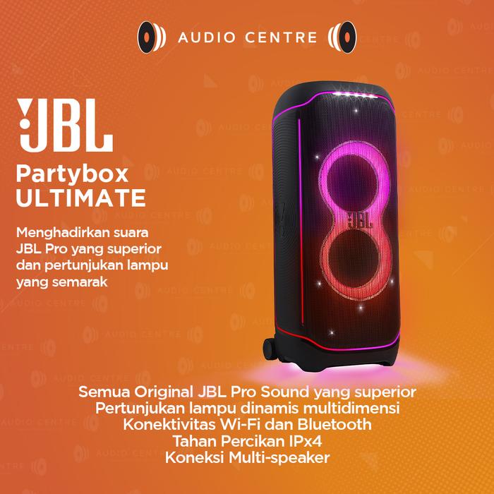 Gambar JBL Partybox Ultimate 1100W RMS Wifi Bluetooth Speaker Dolby Atmos with Mic Input & Guitar Port dari Audio Centre Official undefined Tokopedia