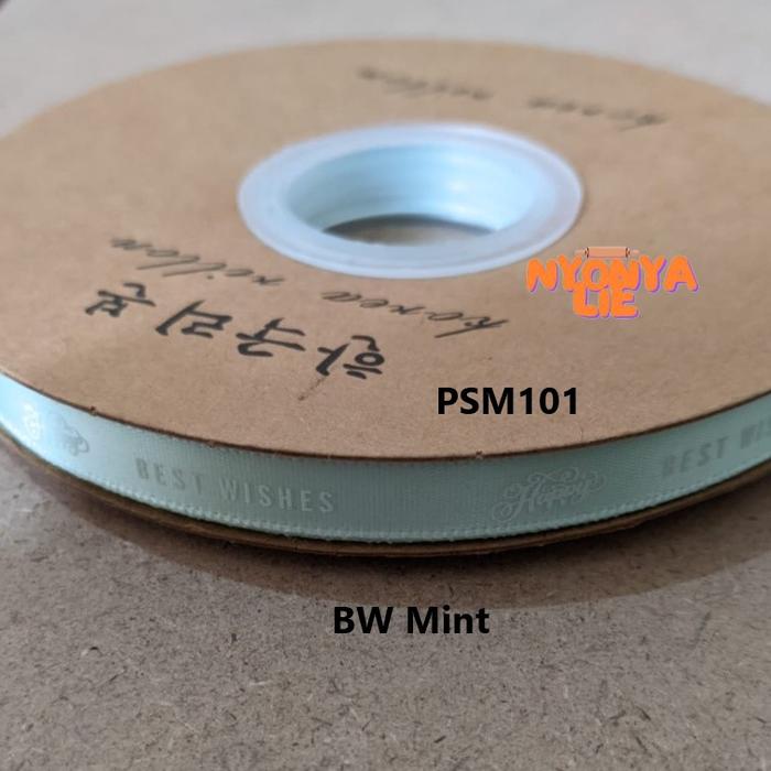 Gambar PSM101 Per Meter Pita Satin 10 mm BEST WISHES Kado Hampers Ulang Tahun - BW Mint dari Nyonya Lie undefined Tokopedia
