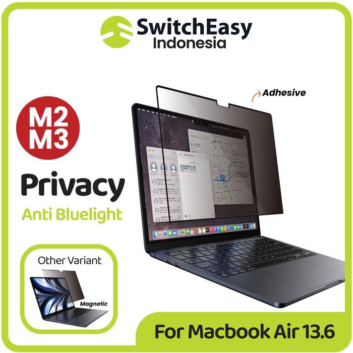 Gambar Anti Gores Spy Privacy Macbook Air 13.6 M4 M3 M2 SwitchEasy EasyProtector Screen Guard - Full Adhesive dari SwitchEasy Official undefined Tokopedia
