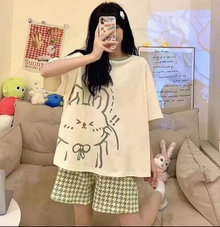 Gambar BAJU TIDUR PIYAMA IMPORT WANITA KOREA LENGAN PENDEK CELANA PENDEK 3 - CP 74 dari piyamahouse.id undefined Tokopedia