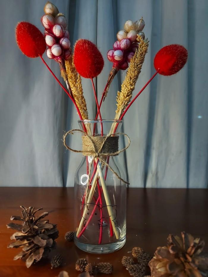 Gambar Vas Bunga Kaca Bening Dengan Tali Rami Aesthetic - Tanpa Tatakan dari SIKKO.RO undefined Tokopedia