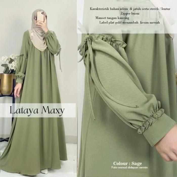 Gambar Lataya Dress Gamis Wanita - Hijau Sage, Crinkle dari Tokogo.id undefined Tokopedia