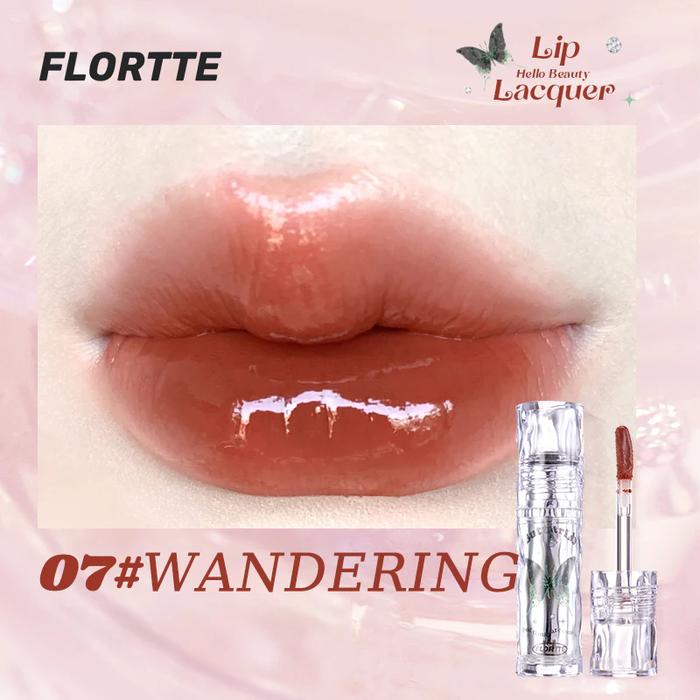 Gambar FLORTTE BUTTERFLY HELLO BEAUTY LIP LACQUER | LIP TINT - 07 WANDERING dari Twerry Beauty undefined Tokopedia
