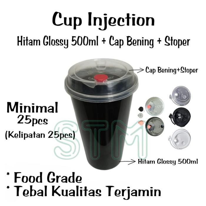 Gambar 1 Dus 500pcs Thinwall Injection Cup Hitam 400ml 500ml 700ML/Black injeksi Cup Gelas plastik STM PPI Tebal PP Injection Slim tinggi 14oz 16oz 22oz 24oz Dengan tutup Lid Sambung/Connected Or Cap Stoper - 500CapBng500pcs dari STMofficialshop undefined Tokopedia
