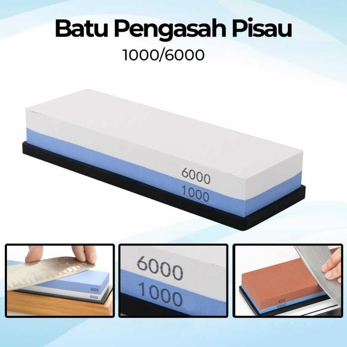 Gambar Batu Pengasah Pisau Whetstone Knife Sharpener Grit 1000/3000 1000/6000 3000/8000 2000/5000 240/800 Wkss Green Blue Orange - 1000/6000 dari onlineplaza undefined Tokopedia
