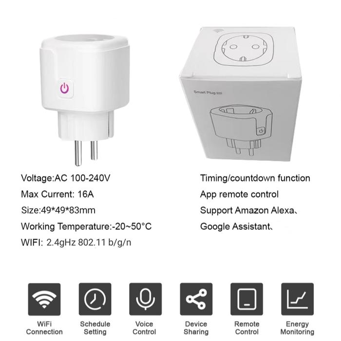 Gambar WiFi Smart Plug Saklar Wireless Colokan Energy Monitoring Statistic - PUTIH-16A dari irithel88 undefined Tokopedia