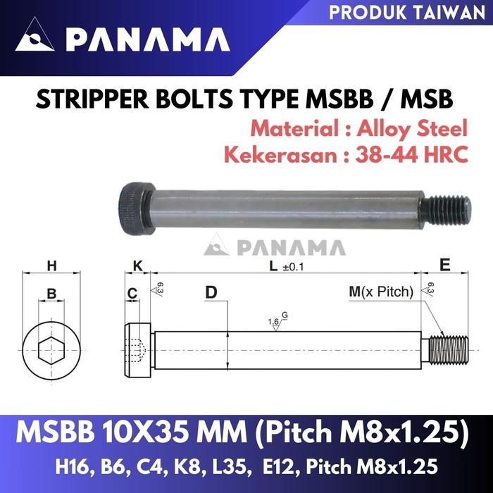 Gambar Stripper Bolt MSB 10x35 mm MSB 10 x 35 mm Stripper Bolts MSBB 10x35 mm Taiwan dari PANAMA TEKNIK undefined Tokopedia