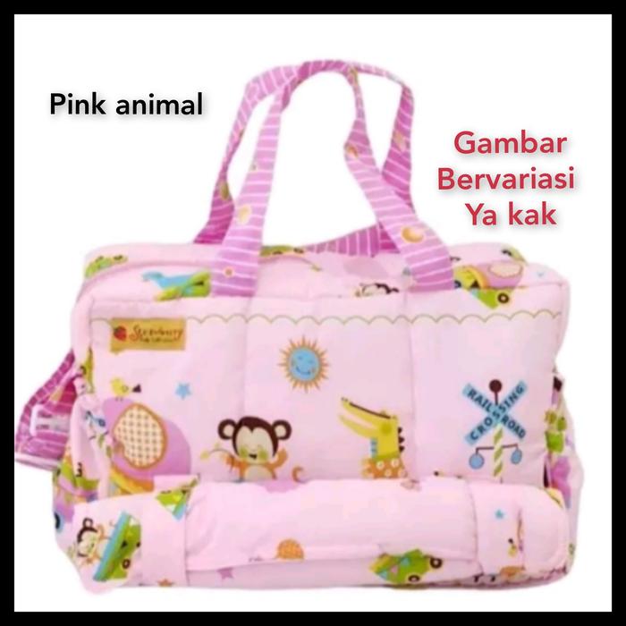 Gambar TAS BAYI TAS PERLENGKAPAN BAYI KADO BAYI DIAPER BAG UKURAN BESAR - pink animal dari wowkereen undefined Tokopedia