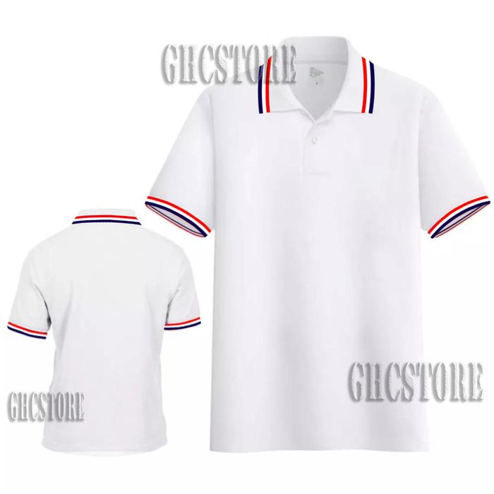 Gambar Baju Pria Berkerah Baju Atasan Wangki Polo Polos Kerah Kekinian - Putih, XL dari Bglstore undefined Tokopedia