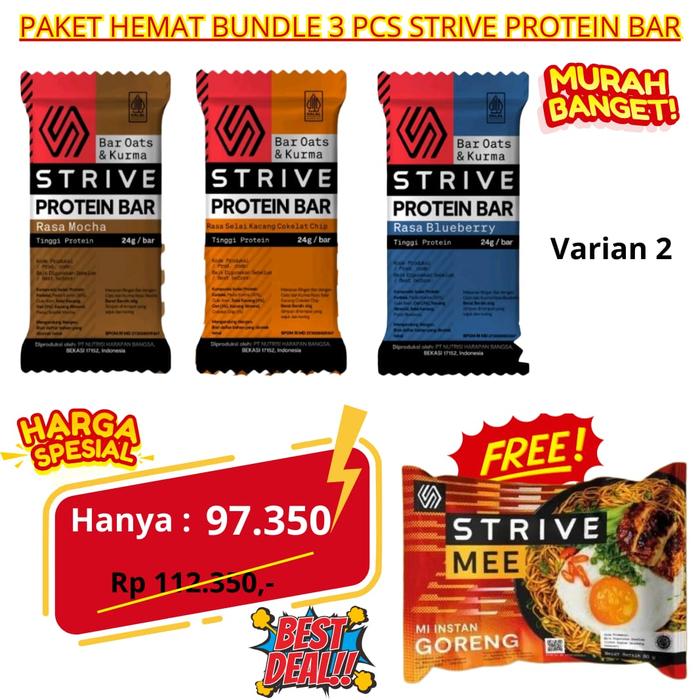 Gambar STRIVE Protein Bar Muscle Recovery Meal Cemilan Olahraga 1BOX isi 5Bar - BUNDLE HEMAT 2 dari Hangermedal undefined Tokopedia