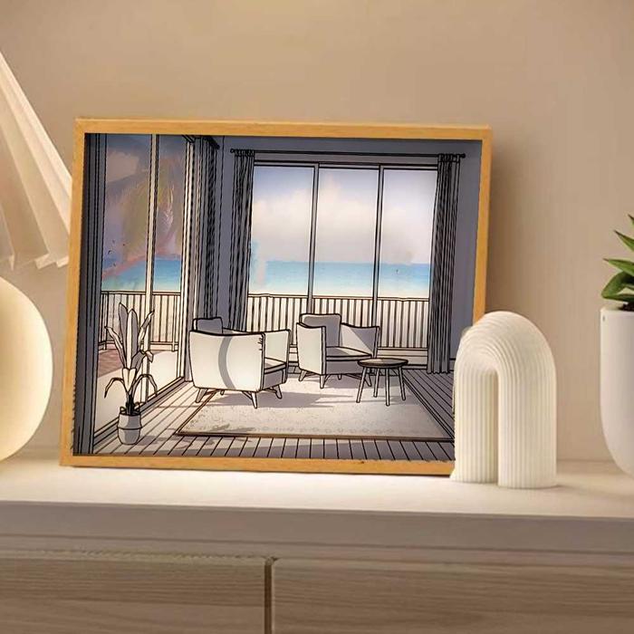 Gambar Lampu Meja Hias LED Lukisan Kayu 3D Akrilik 3in1 Color Painting - Seaside dari Cantik Rumahku undefined Tokopedia