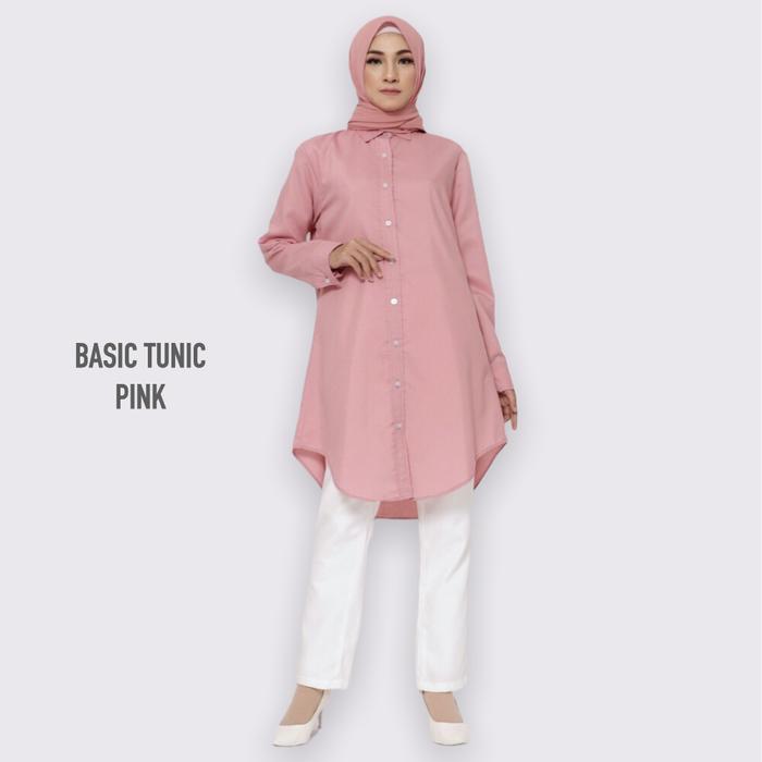 Gambar FEMINE Basic Tunic - Baju Tunik Atasan Wanita Muslim - Size S M L XL XXL Kecil Sedang Besar - Baby Pink, SM dari Vamos IND undefined Tokopedia