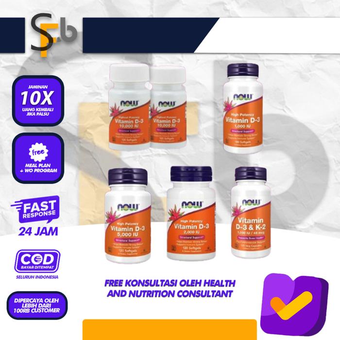 Gambar NOW FOODS VITAMIN D3 K2 D 3 1000 10000 5000IU 2000 IU 45 MCG - 1000 iu 180 gel dari Suplemenfitnesbio undefined Tokopedia