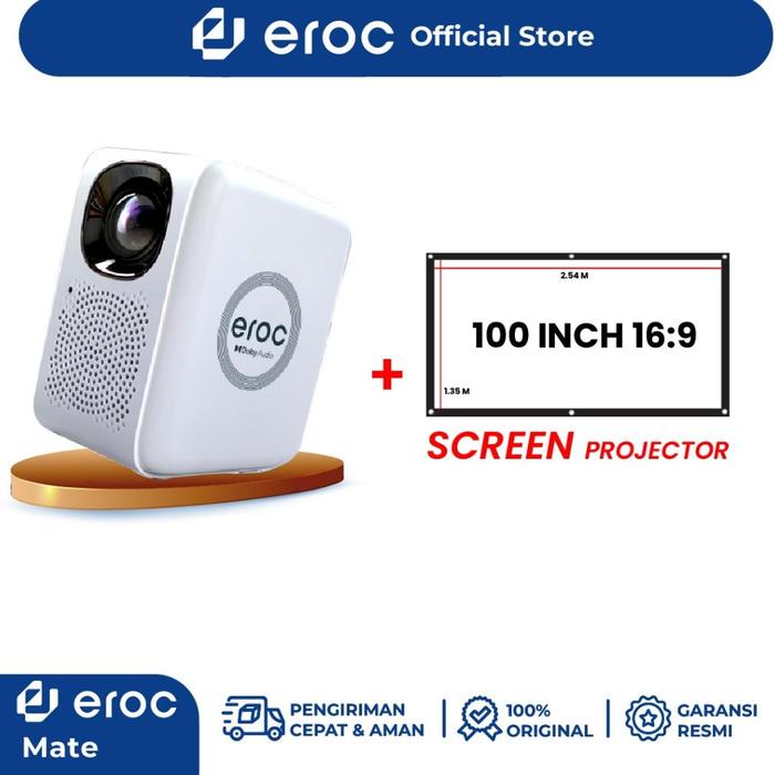 Gambar Eroc MATE First Netflix Certified Smart Projector Dolby Audio With LCD Full HD 1080P 450 ANSI - MATE+SCREEN dari fittas shop undefined Tokopedia