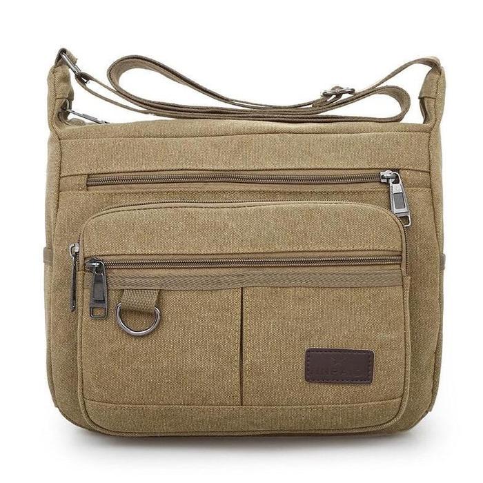 Gambar B535 Tas Selempang Slempang Pria / Shoulder Bag Sling Bag Kanvas - Khaki dari Jana Hasanah undefined Tokopedia