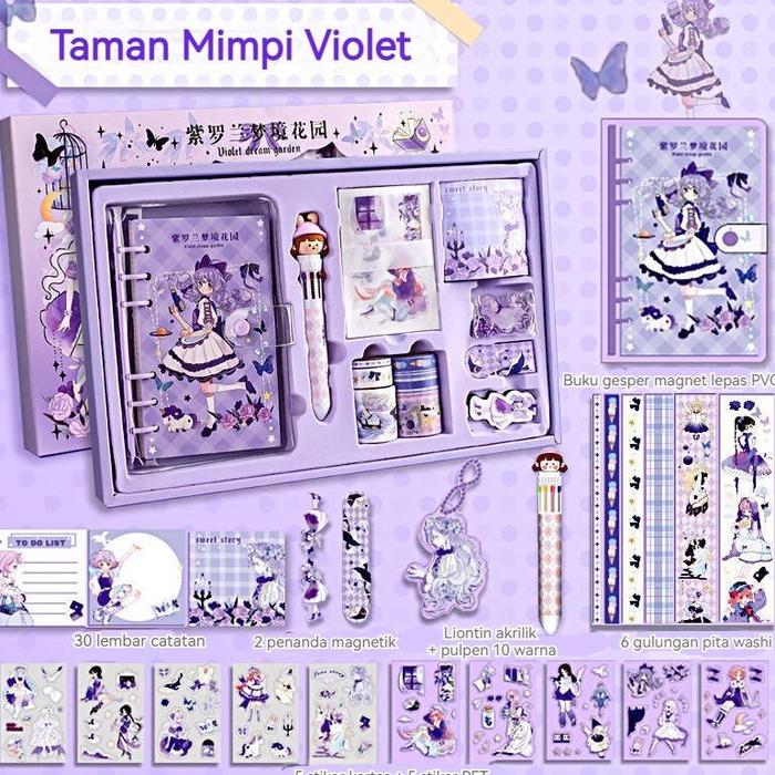 Gambar (Ready Stock) SANRIO 9 IN 1 Gift box Alat Tulis Set Diary Stiker Dekorasi KUROMI MELODY Badge hadiah pelajar hadiah anak peremn Buruan Sebelum Kehabisan - Violet (51pcs dari Tokai shopp undefined Tokopedia