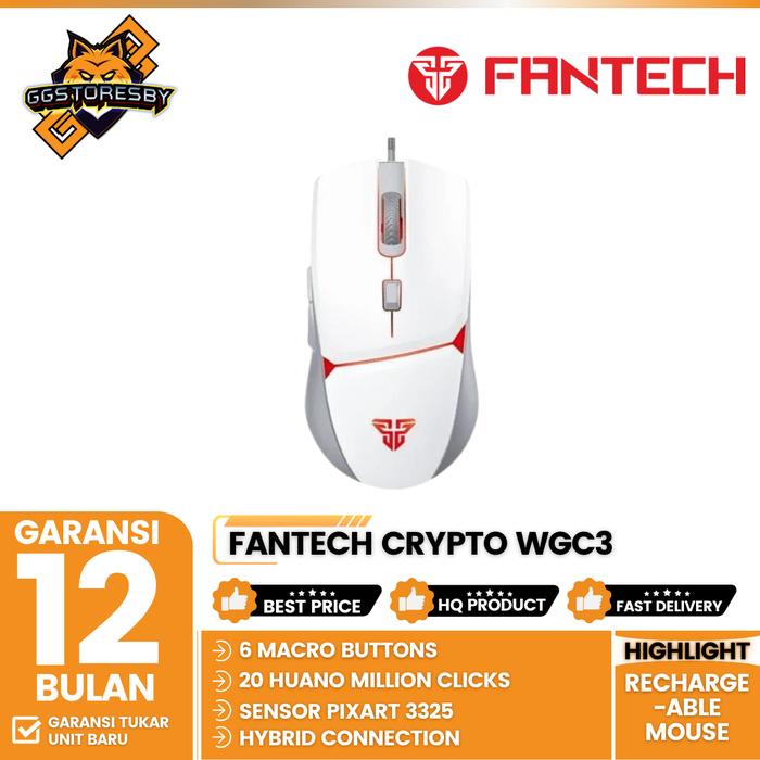 Gambar FANTECH CRYPTO WGC3 RECHARGEABLE WIRELESS Gaming Mouse - WHITE dari GGSTORESBY undefined Tokopedia