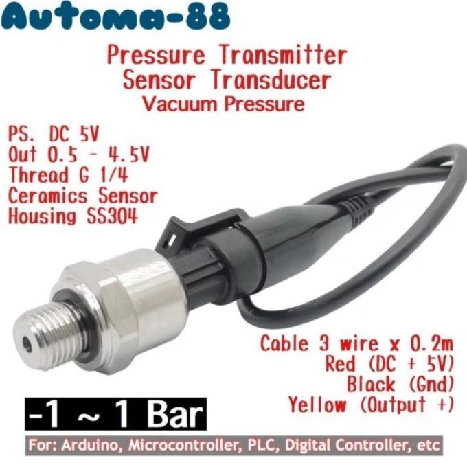 Gambar VACUM TRANSMITTER -1 - 1BAR NEGATIVE PRESSURE SENSOR DC 5V VAKUM GAUGE - Standard G 1/4 dari Fujistorem undefined Tokopedia