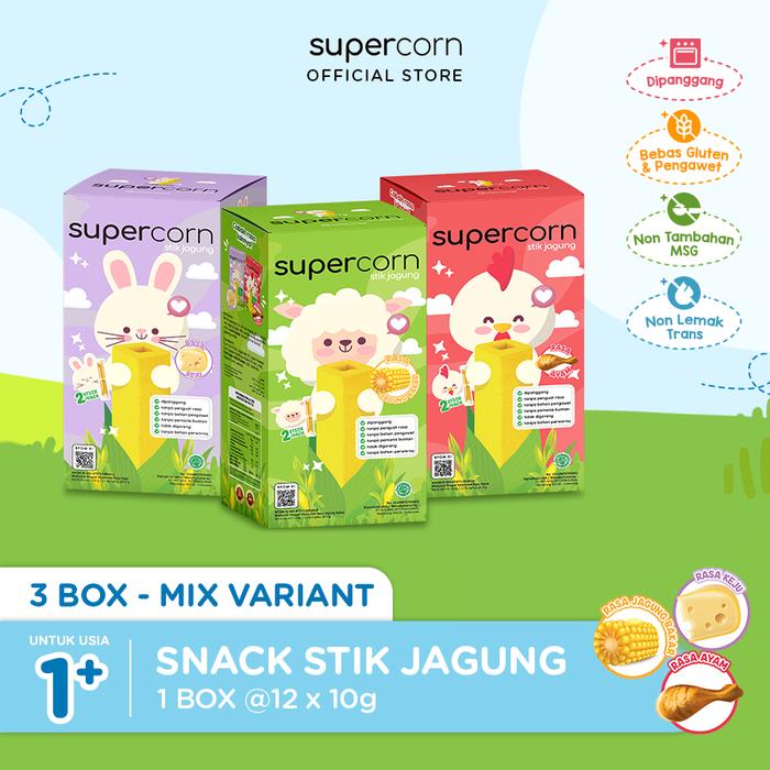Gambar Supercorn Jagung Bakar 10gr (1 Box) + Ayam 10gr (1 Box) + Keju (1 Box) dari supercorn undefined Tokopedia