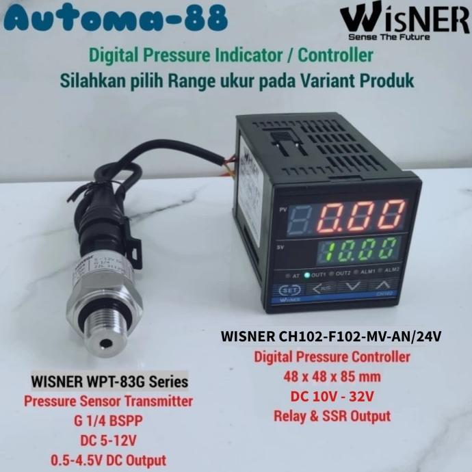 Gambar DC 12V 24V DIGITAL PRESSURE CONTROLLER + PRESSURE SENSOR WISNER CH102-F102-MV-AN/24V WITH PRESSURE SENSOR WPT-83G POWER SUPPLY 12-24 VDC 0-1-2-4-5-6-10-12-16-20-25-30-40-50-60-100-160-200-250-300-350-400 BAR - 0 - 400 Bar dari Fujistorem undefined Tokopedia