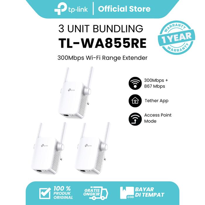 Gambar TP-Link TL-WA855RE | 300Mbps Wi-Fi Range Extender | Penguat Sinyal | WiFi Booster | Access Point - TL-WA855RE 3pcs dari TP-Link Indonesia undefined Tokopedia